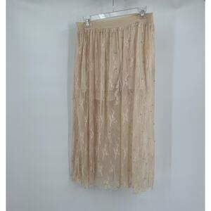 Hayden Womens Skirt Size M Beige Tulle Pearl Cottagecore‎ Balletcore Romantic